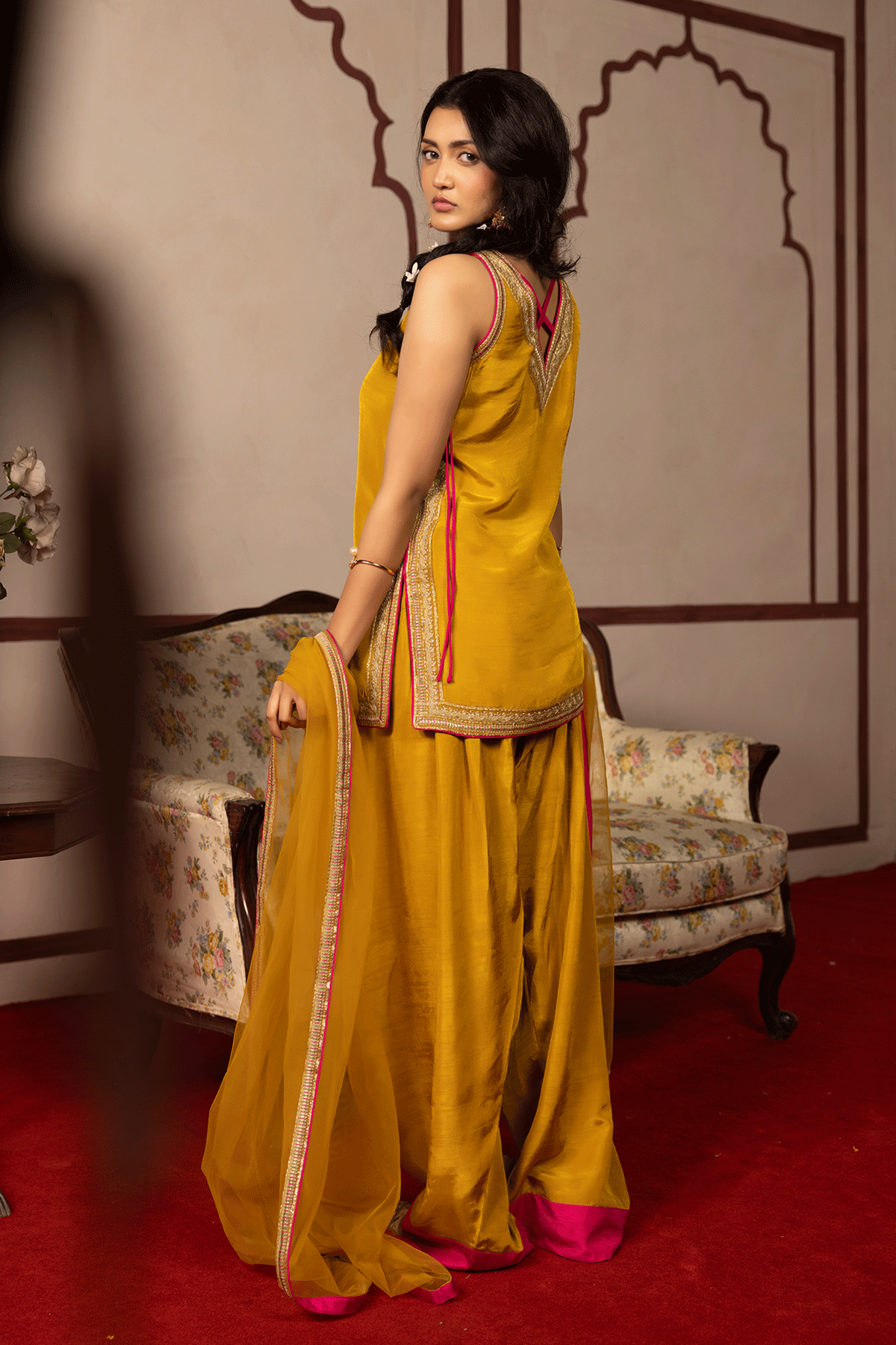 Erum Khan | Intezar e Eid | Naqsh-Brand:Erum Khan-Type:Ladies Clothes-Lime Yellow-Silk-House of Maryam- Buy in UK, USA