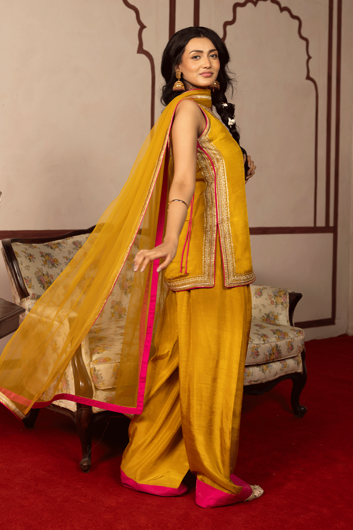 Erum Khan | Intezar e Eid | Naqsh-Brand:Erum Khan-Type:Ladies Clothes-Lime Yellow-Silk-House of Maryam- Buy in UK, USA