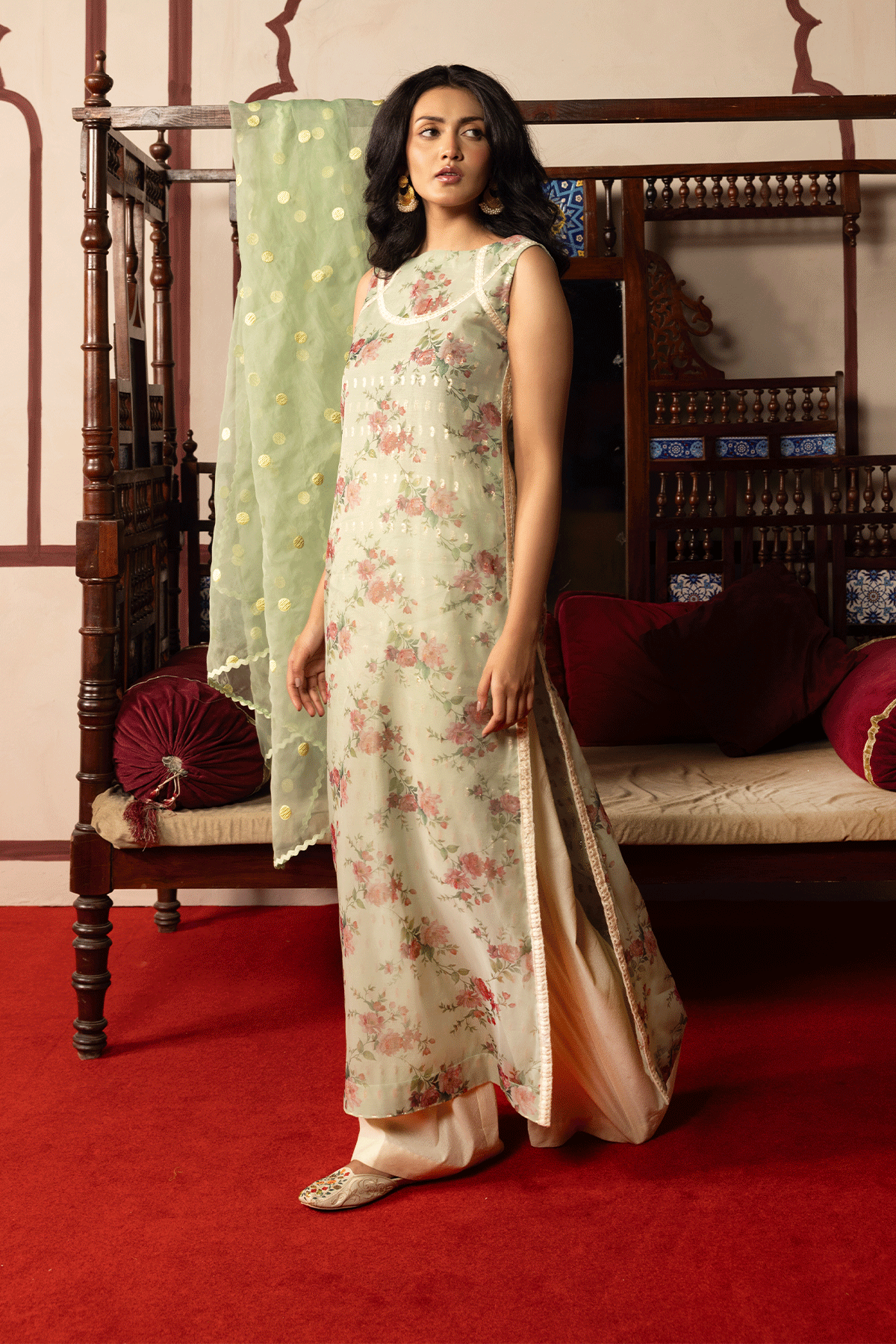 Erum Khan | Intezar e Eid | Rimjhim-Brand:Erum Khan-Type:Ladies Clothes-Mint-Organza-House of Maryam- Buy in UK, USA