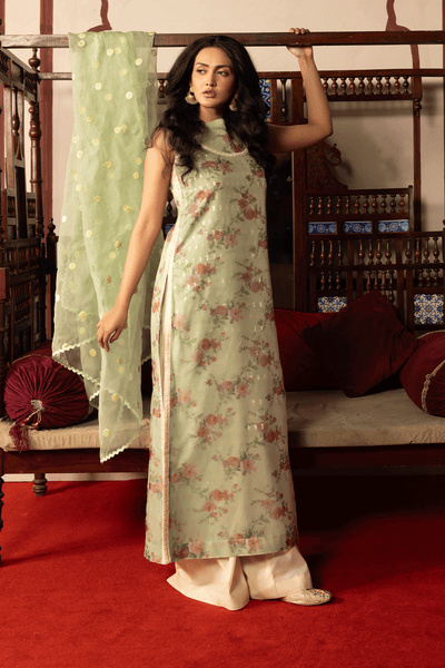 Erum Khan | Intezar e Eid | Rimjhim-Brand:Erum Khan-Type:Ladies Clothes-Mint-Organza-House of Maryam- Buy in UK, USA