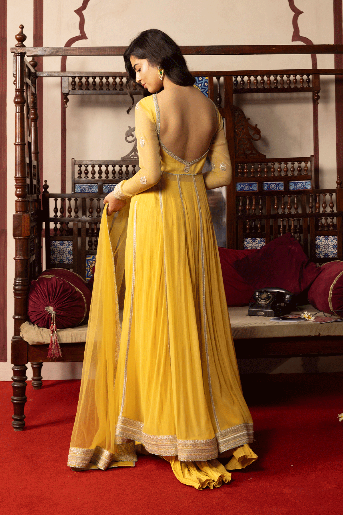 Erum Khan | Intezar e Eid | Roshni-Brand:Erum Khan-Type:Ladies Clothes-Yellow-Chiffon-House of Maryam- Buy in UK, USA