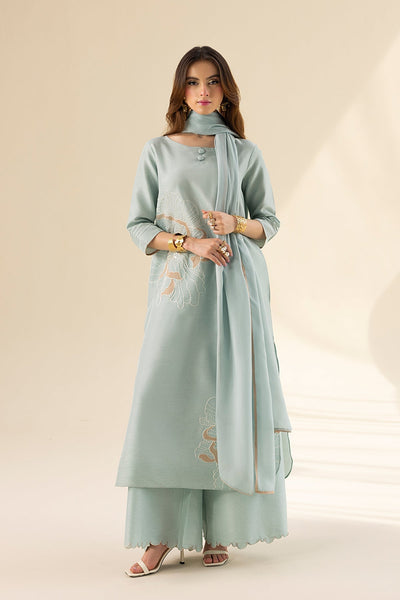 Erum Khan | Lillia Summer Edit | Aqua Breeze-Brand:Erum Khan-Type:Ladies Clothes-Ice Blue-Tassle Silk-House of Maryam- Buy in UK, USA