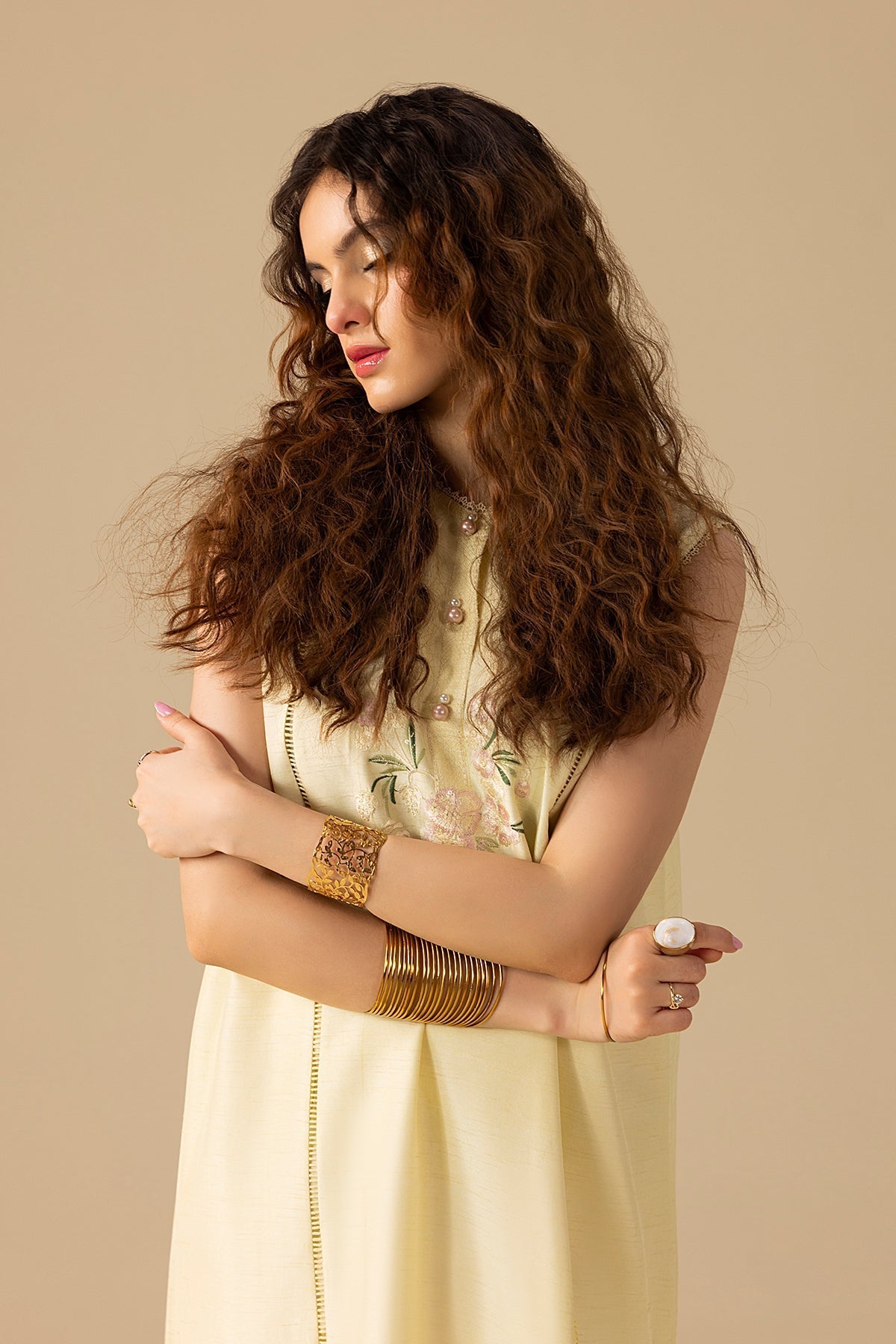 Erum Khan | Lillia Summer Edit | Butter Daze-Brand:Erum Khan-Type:Ladies Clothes-Cream-Korean Silk-House of Maryam- Buy in UK, USA