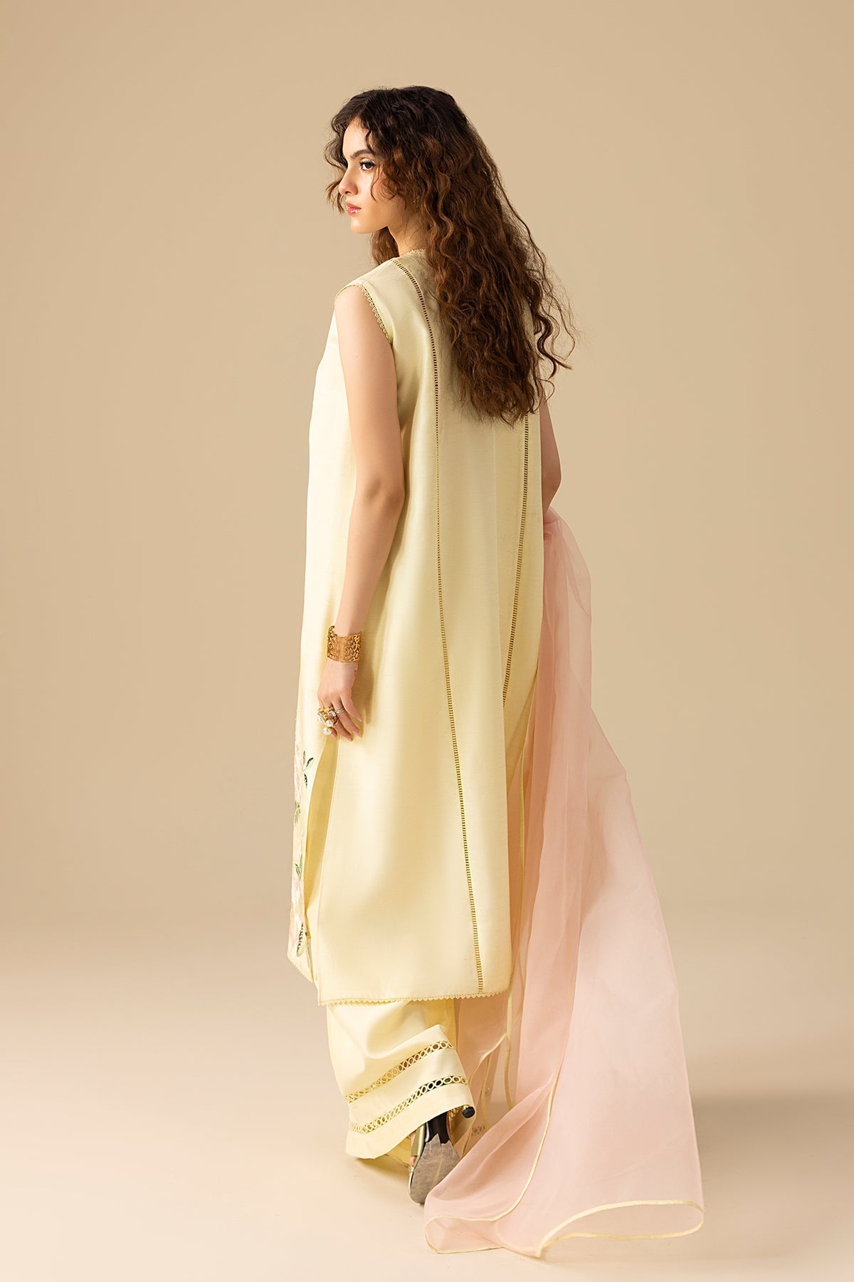 Erum Khan | Lillia Summer Edit | Butter Daze-Brand:Erum Khan-Type:Ladies Clothes-Cream-Korean Silk-House of Maryam- Buy in UK, USA