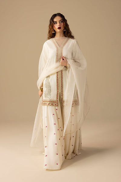 Erum Khan | Lillia Summer Edit | Dream Dust-Brand:Erum Khan-Type:Ladies Clothes-Off White-Raw Silk-House of Maryam- Buy in UK, USA
