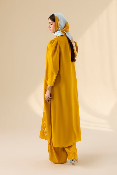 Erum Khan | Lillia Summer Edit | Honey Haze-Brand:Erum Khan-Type:Ladies Clothes-Gold-Charmeuse Silk-House of Maryam- Buy in UK, USA