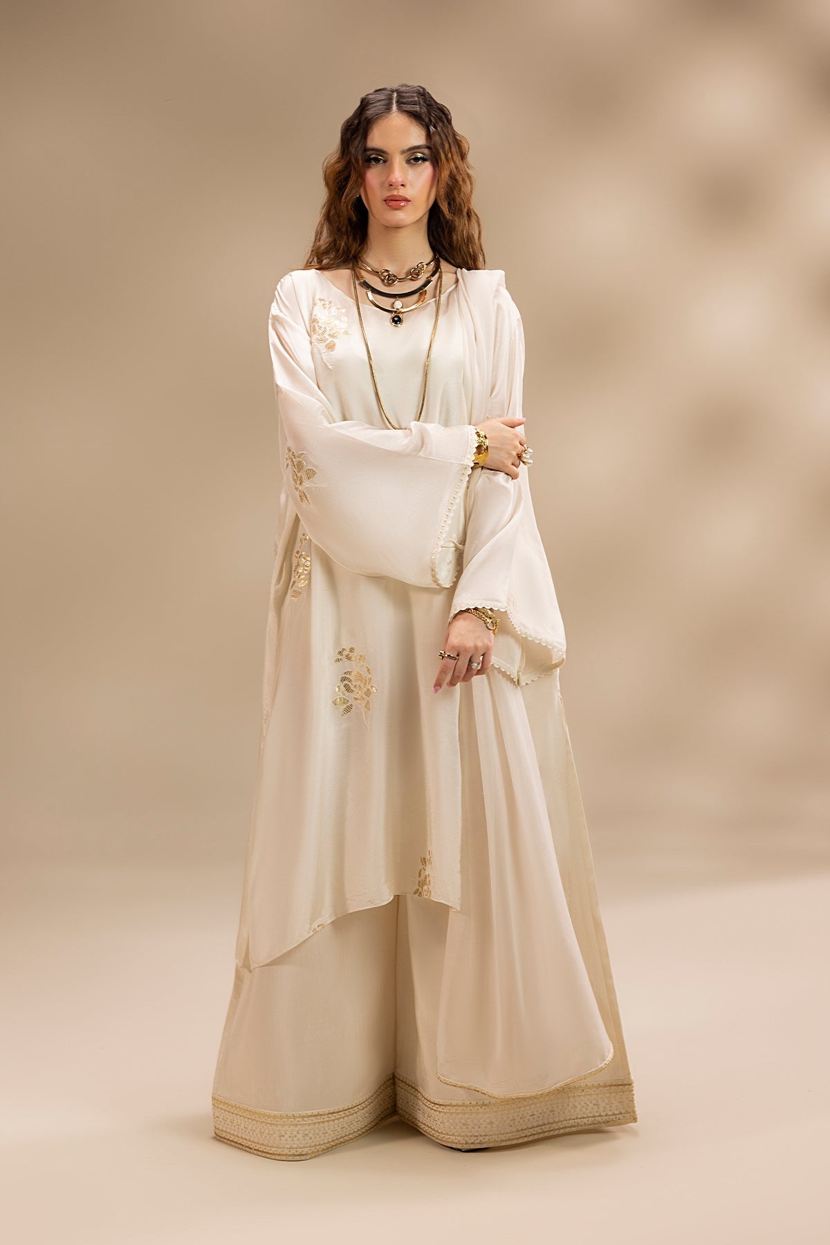 Erum Khan | Lillia Summer Edit | Moon Pearl-Brand:Erum Khan-Type:Ladies Clothes-Off White-Silk-House of Maryam- Buy in UK, USA
