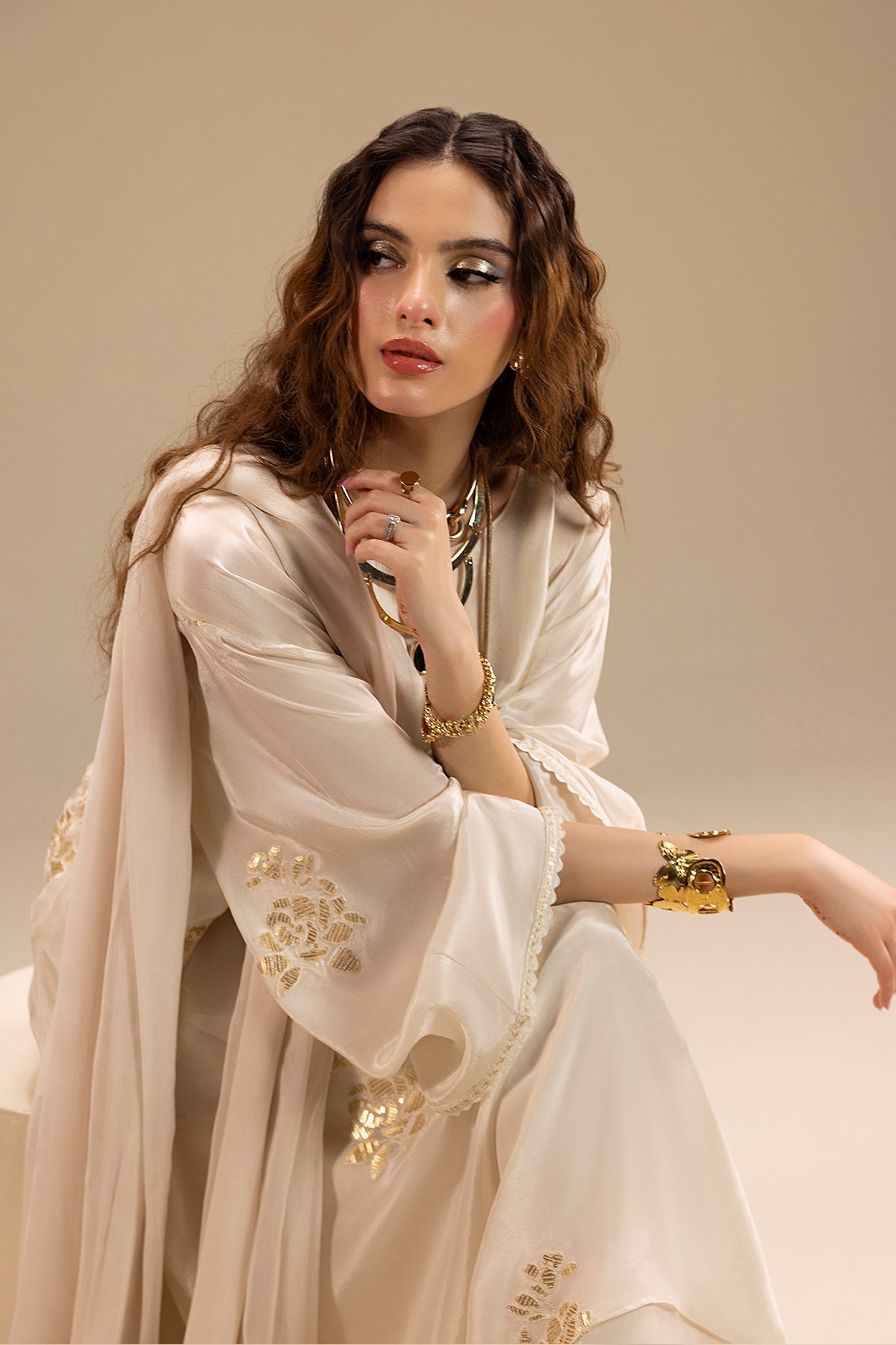 Erum Khan | Lillia Summer Edit | Moon Pearl-Brand:Erum Khan-Type:Ladies Clothes-Off White-Silk-House of Maryam- Buy in UK, USA