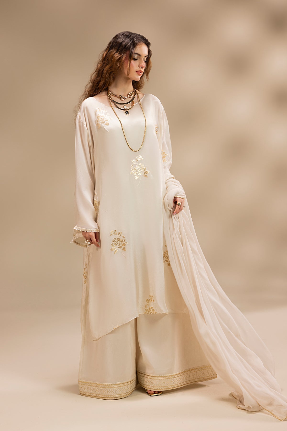 Erum Khan | Lillia Summer Edit | Moon Pearl-Brand:Erum Khan-Type:Ladies Clothes-Off White-Silk-House of Maryam- Buy in UK, USA
