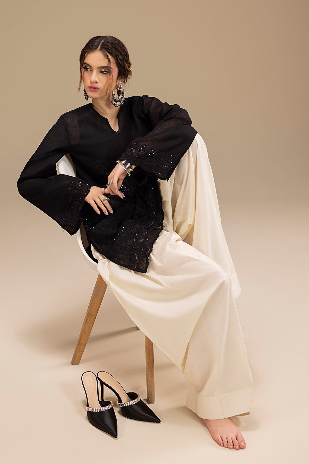 Erum Khan | Lillia Summer Edit | Night Petal-Brand:Erum Khan-Type:Ladies Clothes-Black-Karandi-House of Maryam- Buy in UK, USA