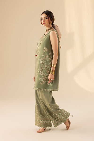 Erum Khan | Lillia Summer Edit | Olive Bloom-Brand:Erum Khan-Type:Ladies Clothes-Greenish Grey-Korean Silk-House of Maryam- Buy in UK, USA