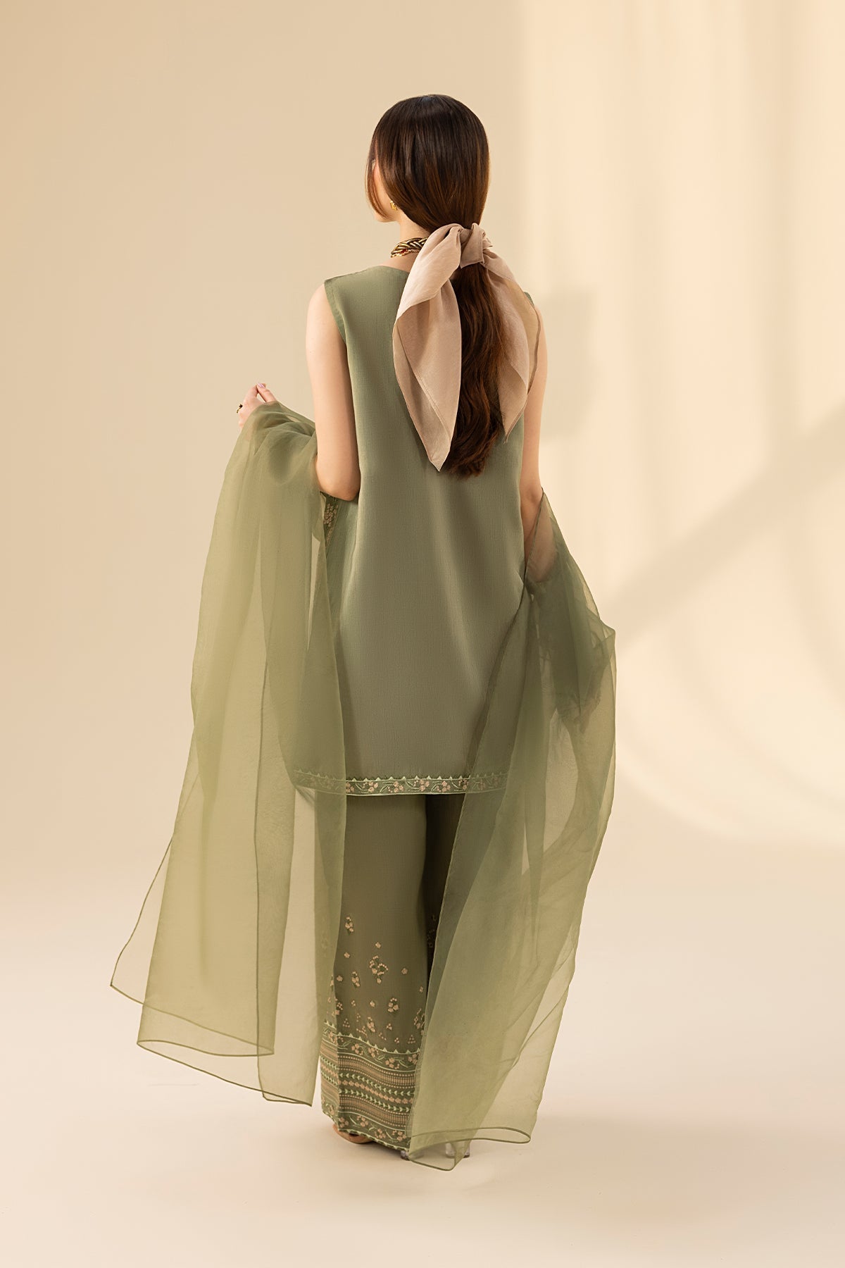 Erum Khan | Lillia Summer Edit | Olive Bloom-Brand:Erum Khan-Type:Ladies Clothes-Greenish Grey-Korean Silk-House of Maryam- Buy in UK, USA