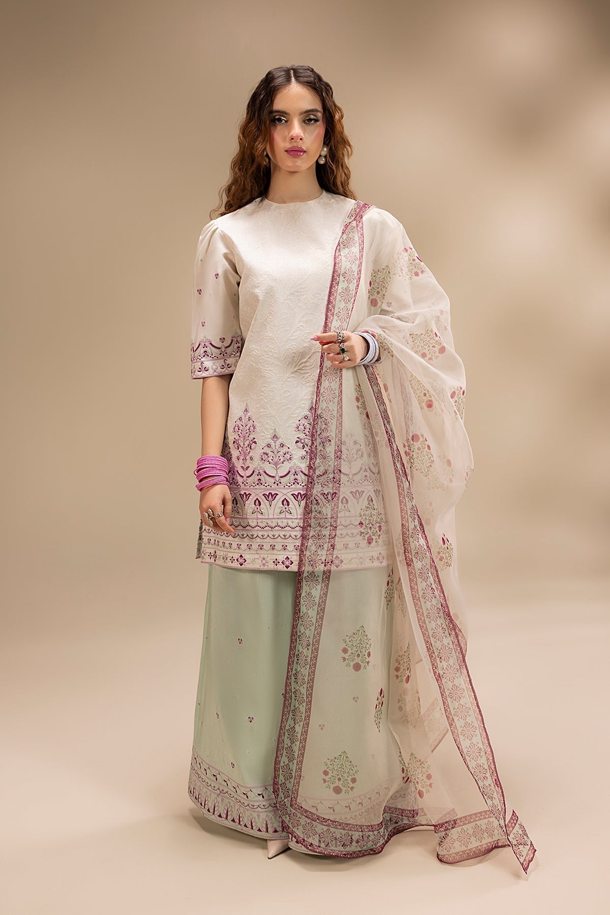 Erum Khan | Lillia Summer Edit | Pearl Blush-Brand:Erum Khan-Type:Ladies Clothes-Off White-Korean Silk-House of Maryam- Buy in UK, USA