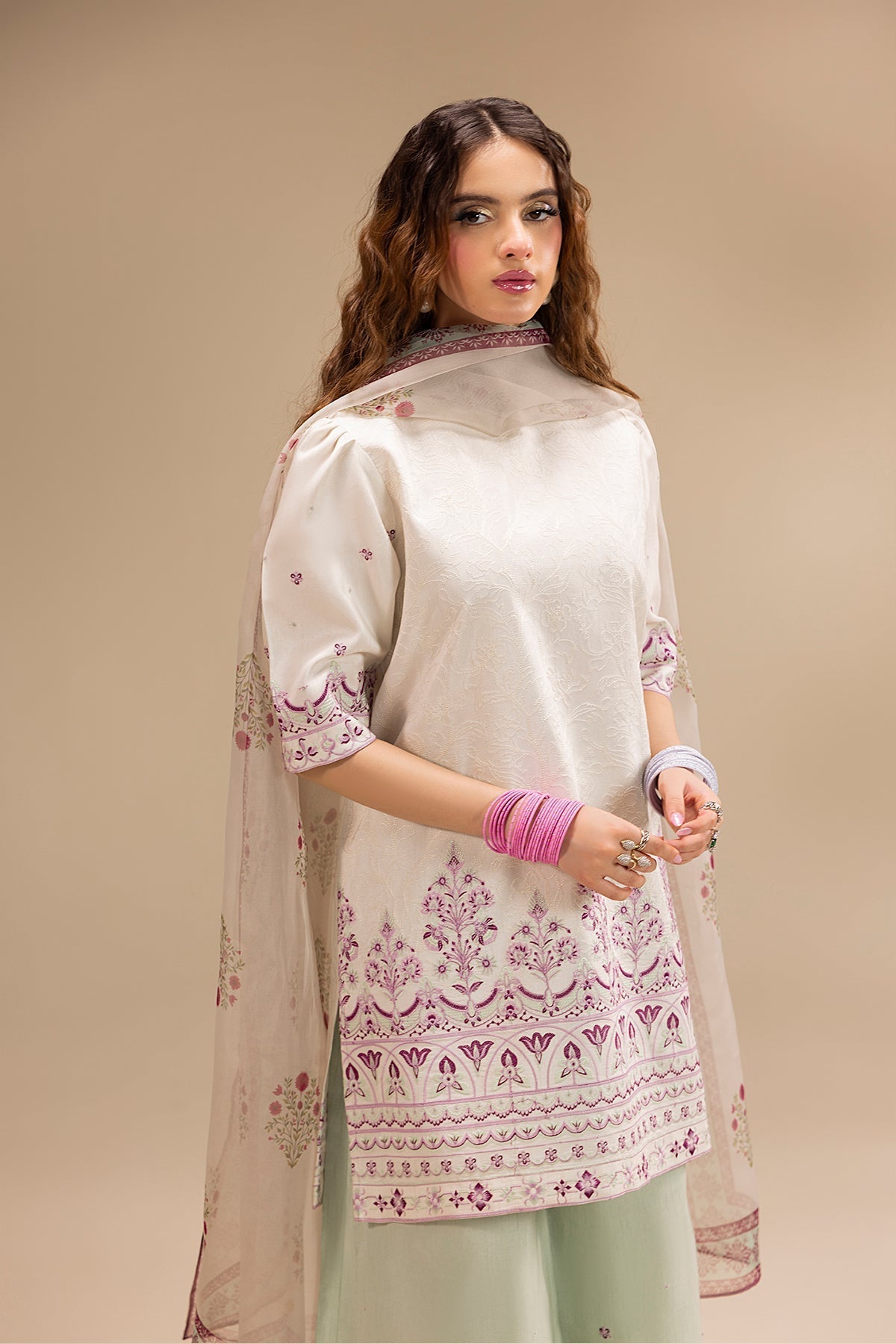 Erum Khan | Lillia Summer Edit | Pearl Blush-Brand:Erum Khan-Type:Ladies Clothes-Off White-Korean Silk-House of Maryam- Buy in UK, USA