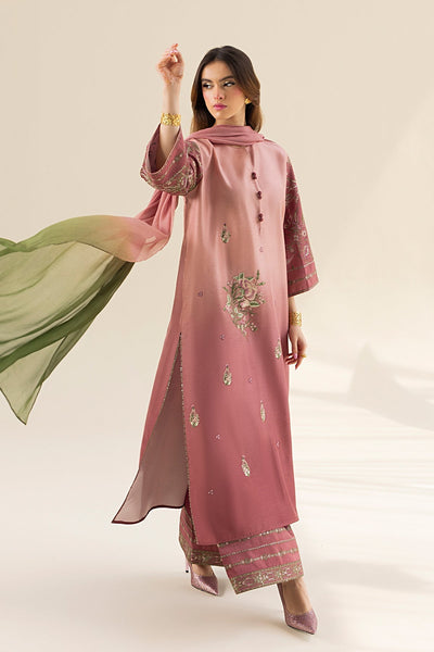 Erum Khan | Lillia Summer Edit | Vintage Rose-Brand:Erum Khan-Type:Ladies Clothes-Tea Pink-Tassle Silk-House of Maryam- Buy in UK, USA