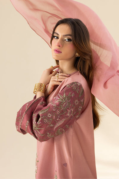 Erum Khan | Lillia Summer Edit | Vintage Rose-Brand:Erum Khan-Type:Ladies Clothes-Tea Pink-Tassle Silk-House of Maryam- Buy in UK, USA