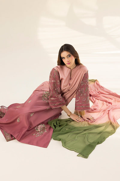Erum Khan | Lillia Summer Edit | Vintage Rose-Brand:Erum Khan-Type:Ladies Clothes-Tea Pink-Tassle Silk-House of Maryam- Buy in UK, USA