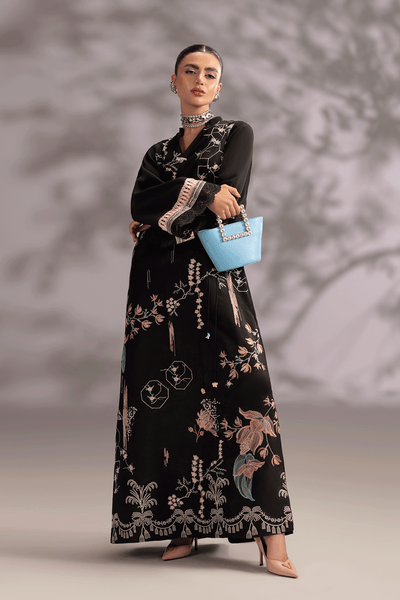 Erum Khan | Summer Whisper | Lady Charm-Brand:Erum Khan-Type:Ladies Clothes-Black-Silk-House of Maryam- Buy in UK, USA