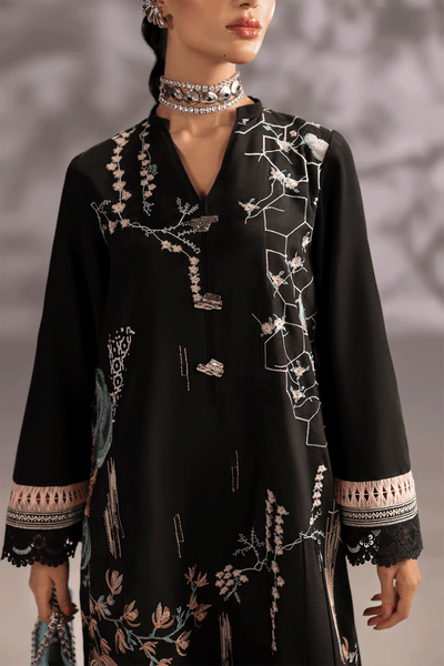 Erum Khan | Summer Whisper | Lady Charm-Brand:Erum Khan-Type:Ladies Clothes-Black-Silk-House of Maryam- Buy in UK, USA