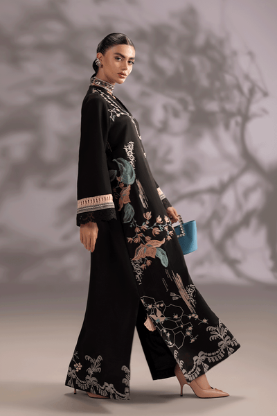 Erum Khan | Summer Whisper | Lady Charm-Brand:Erum Khan-Type:Ladies Clothes-Black-Silk-House of Maryam- Buy in UK, USA