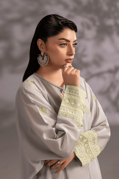 Erum Khan | Summer Whisper | Power Queen-Brand:Erum Khan-Type:Ladies Clothes-Light Gray-Tissue Silk-House of Maryam- Buy in UK, USA