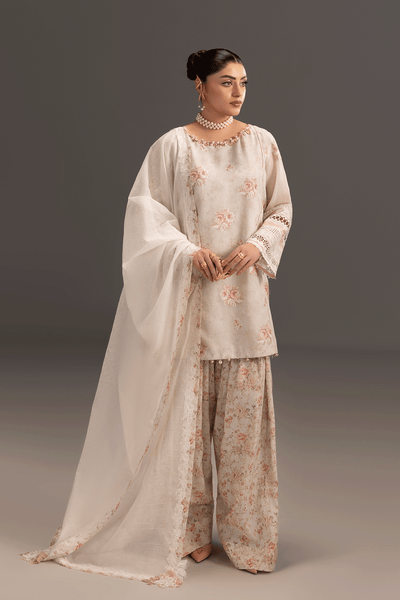 Erum Khan | Summer Whisper | Queen Radiance-Brand:Erum Khan-Type:Ladies Clothes-Ivory-Cotton Net-House of Maryam- Buy in UK, USA