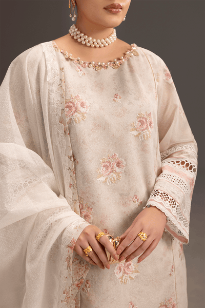 Erum Khan | Summer Whisper | Queen Radiance-Brand:Erum Khan-Type:Ladies Clothes-Ivory-Cotton Net-House of Maryam- Buy in UK, USA
