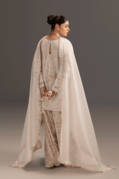 Erum Khan | Summer Whisper | Queen Radiance-Brand:Erum Khan-Type:Ladies Clothes-Ivory-Cotton Net-House of Maryam- Buy in UK, USA