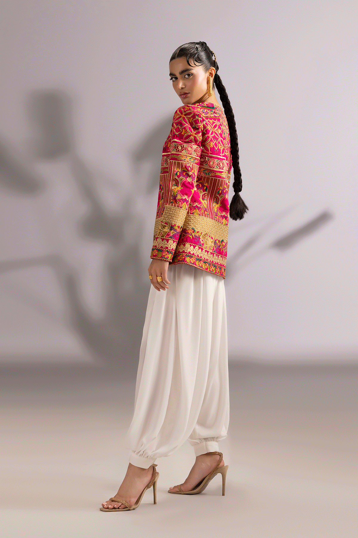 Erum Khan | Summer Whisper | Star Elegance-Brand:Erum Khan-Type:Ladies Clothes-Shocking Pink-Grip-House of Maryam- Buy in UK, USA