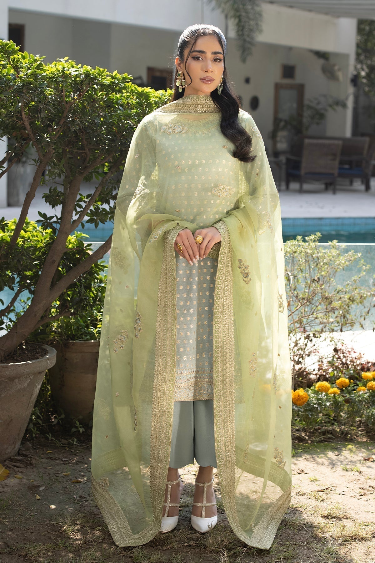 Erum Khan | Shahzeen Eid Collection | DOVE -  Erum Khan Formal - Original Designer Dress - House of Maryam