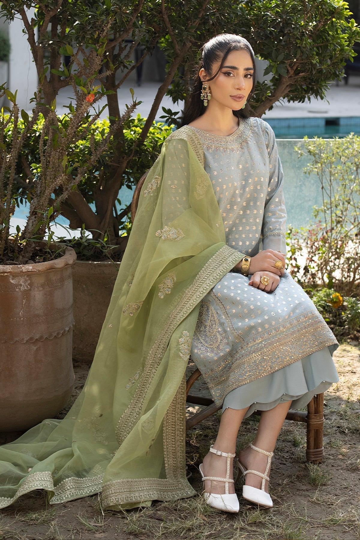 Erum Khan | Shahzeen Eid Collection | DOVE -  Erum Khan Formal - Original Designer Dress - House of Maryam
