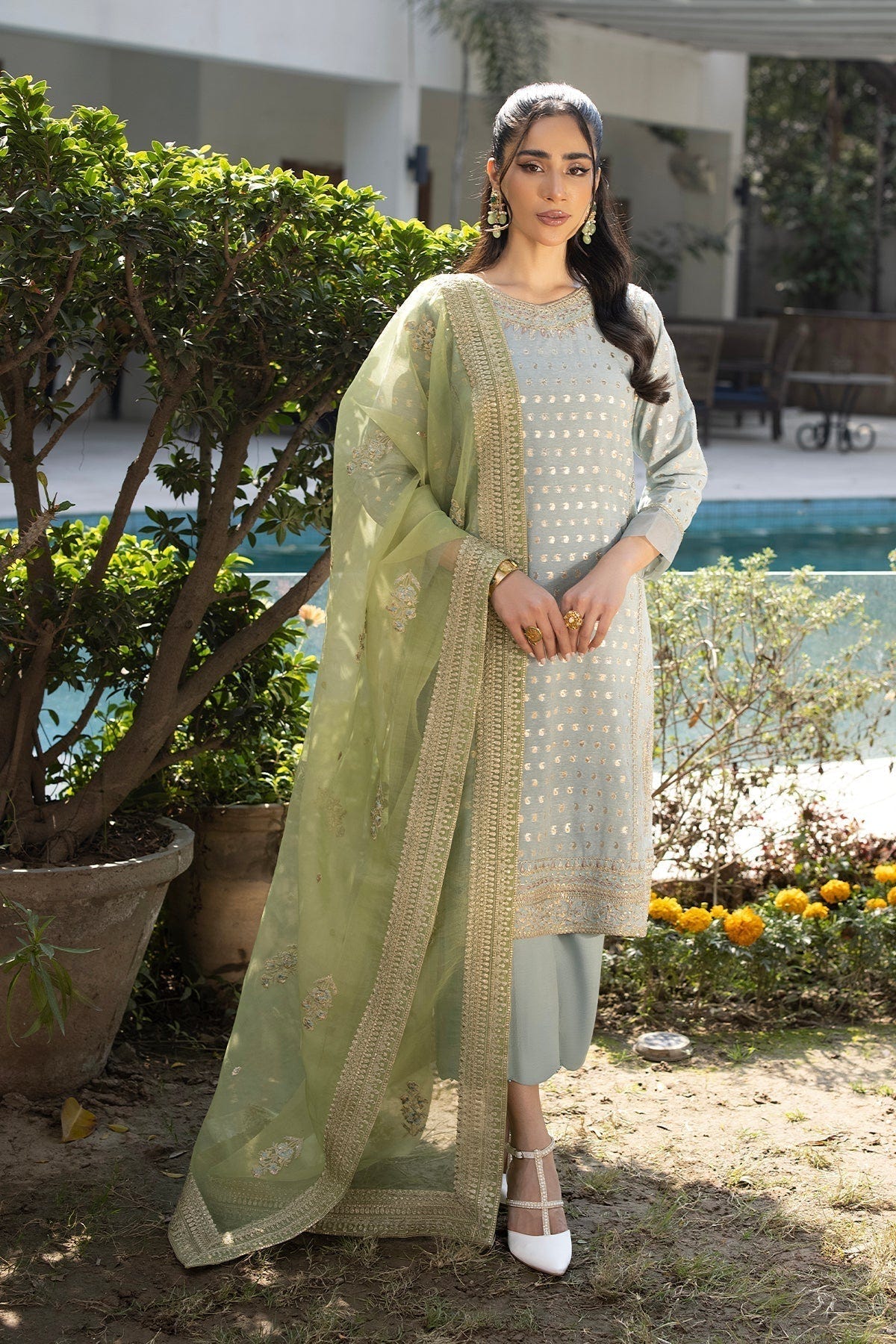 Erum Khan | Shahzeen Eid Collection | DOVE -  Erum Khan Formal - Original Designer Dress - House of Maryam