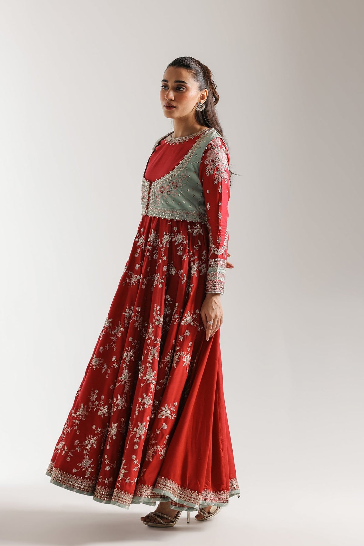 Ethnc | Luxe Boutique | Embroidered Dress (E0954/104/808)-Brand:Ethnc-Type:Boutique-Peanut - House of Maryam- Buy in UK, USA