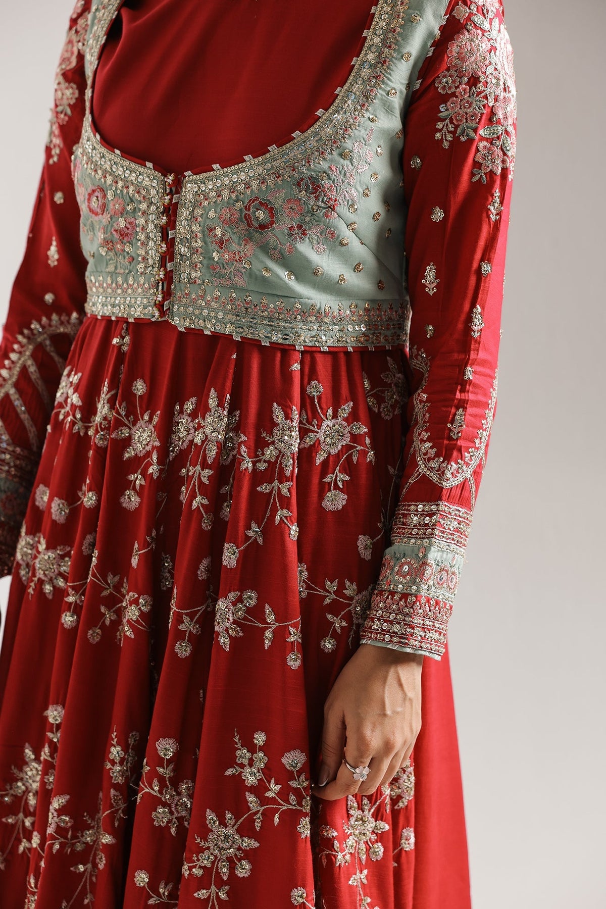 Ethnc | Luxe Boutique | Embroidered Dress (E0954/104/808)-Brand:Ethnc-Type:Boutique-Peanut - House of Maryam- Buy in UK, USA