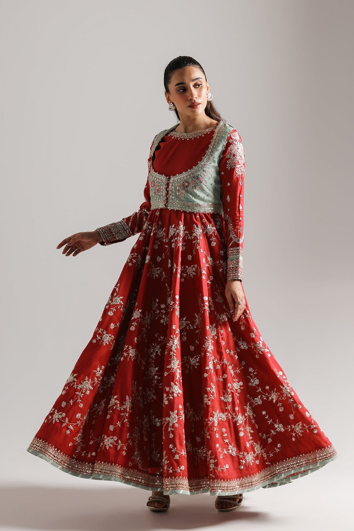 Ethnc | Luxe Boutique | Embroidered Dress (E0954/104/808)-Brand:Ethnc-Type:Boutique-Peanut - House of Maryam- Buy in UK, USA