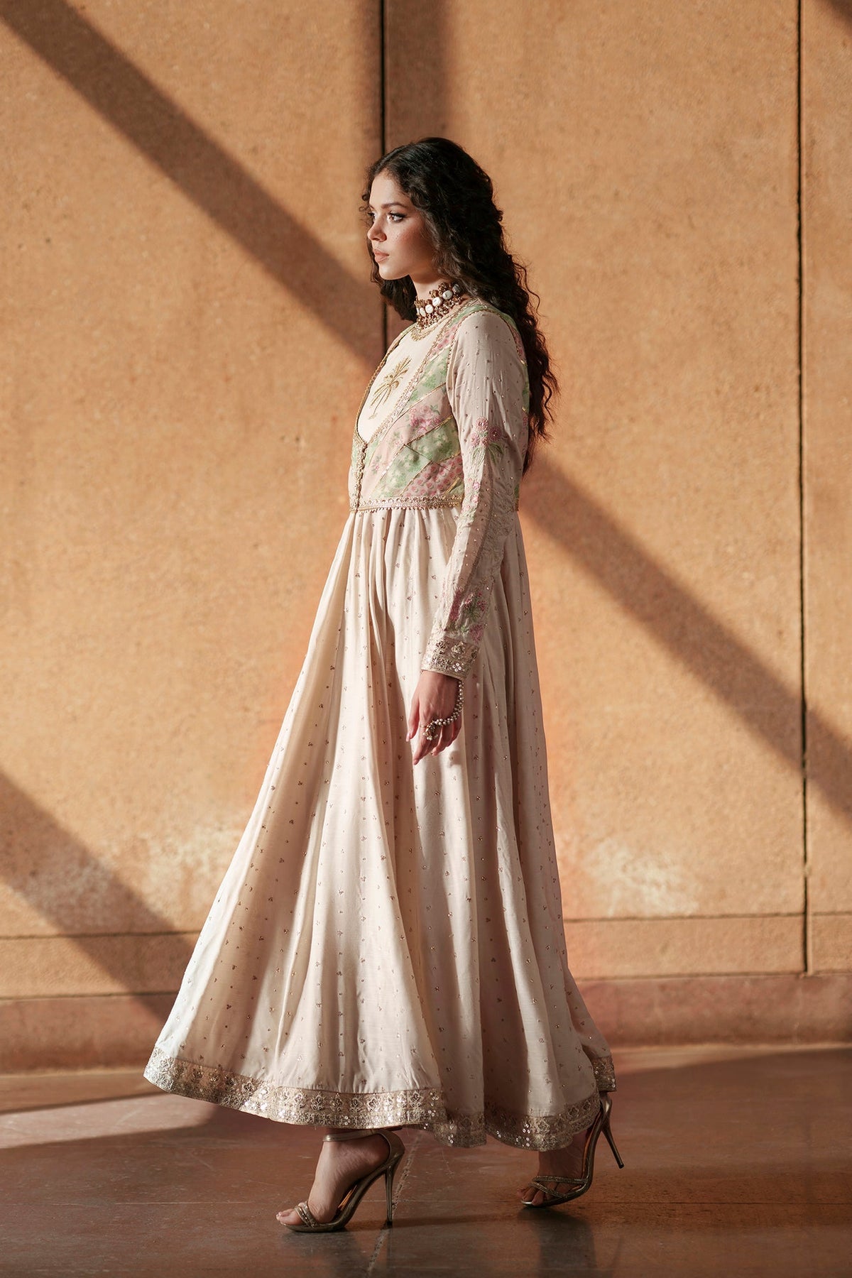 Ethnc | Luxe Boutique | Embroidered Dress (E1006/104/002)-Brand:Ethnc-Type:Boutique-Off White - House of Maryam- Buy in UK, USA