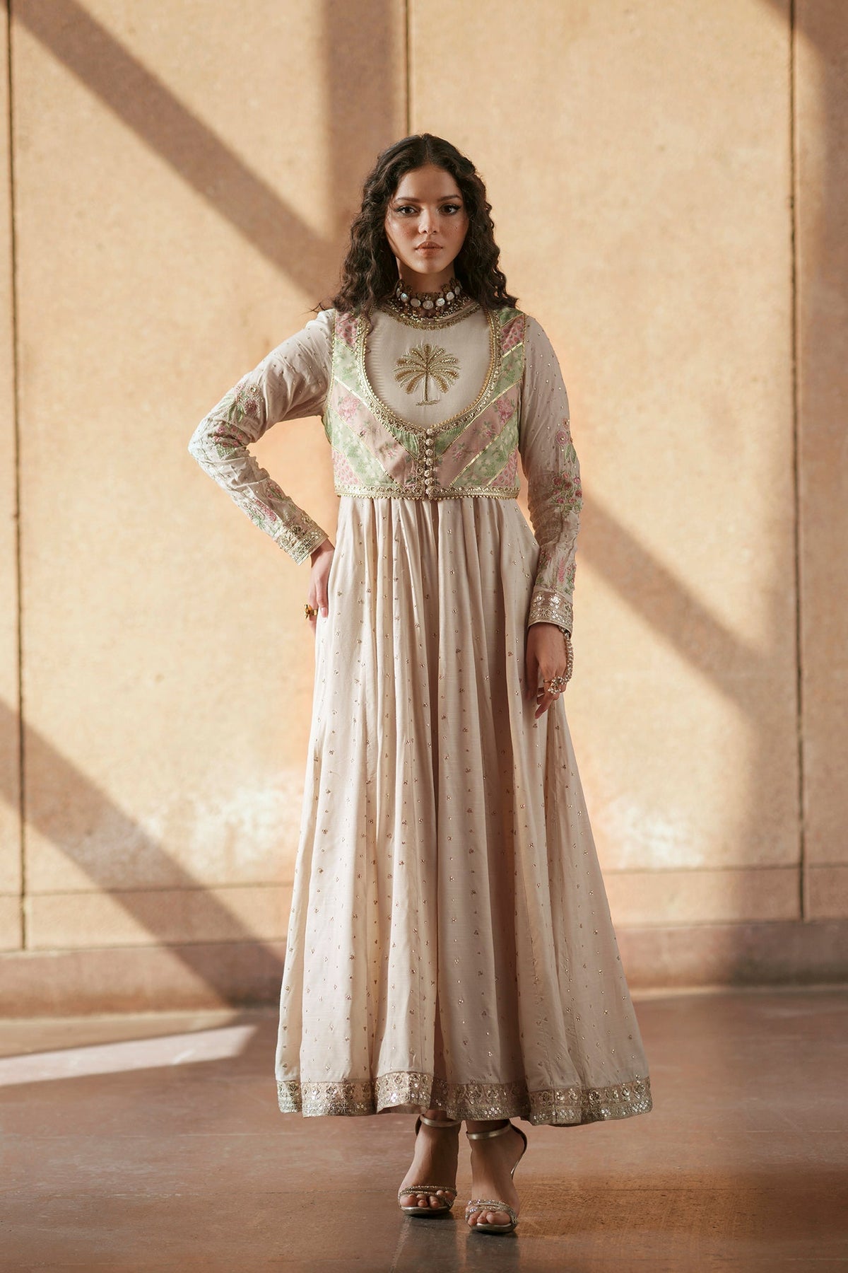 Ethnc | Luxe Boutique | Embroidered Dress (E1006/104/002)-Brand:Ethnc-Type:Boutique-Off White - House of Maryam- Buy in UK, USA