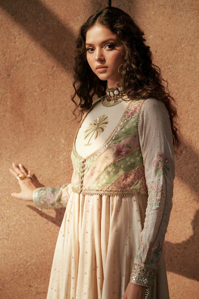 Ethnc | Luxe Boutique | Embroidered Dress (E1006/104/002)-Brand:Ethnc-Type:Boutique-Off White - House of Maryam- Buy in UK, USA