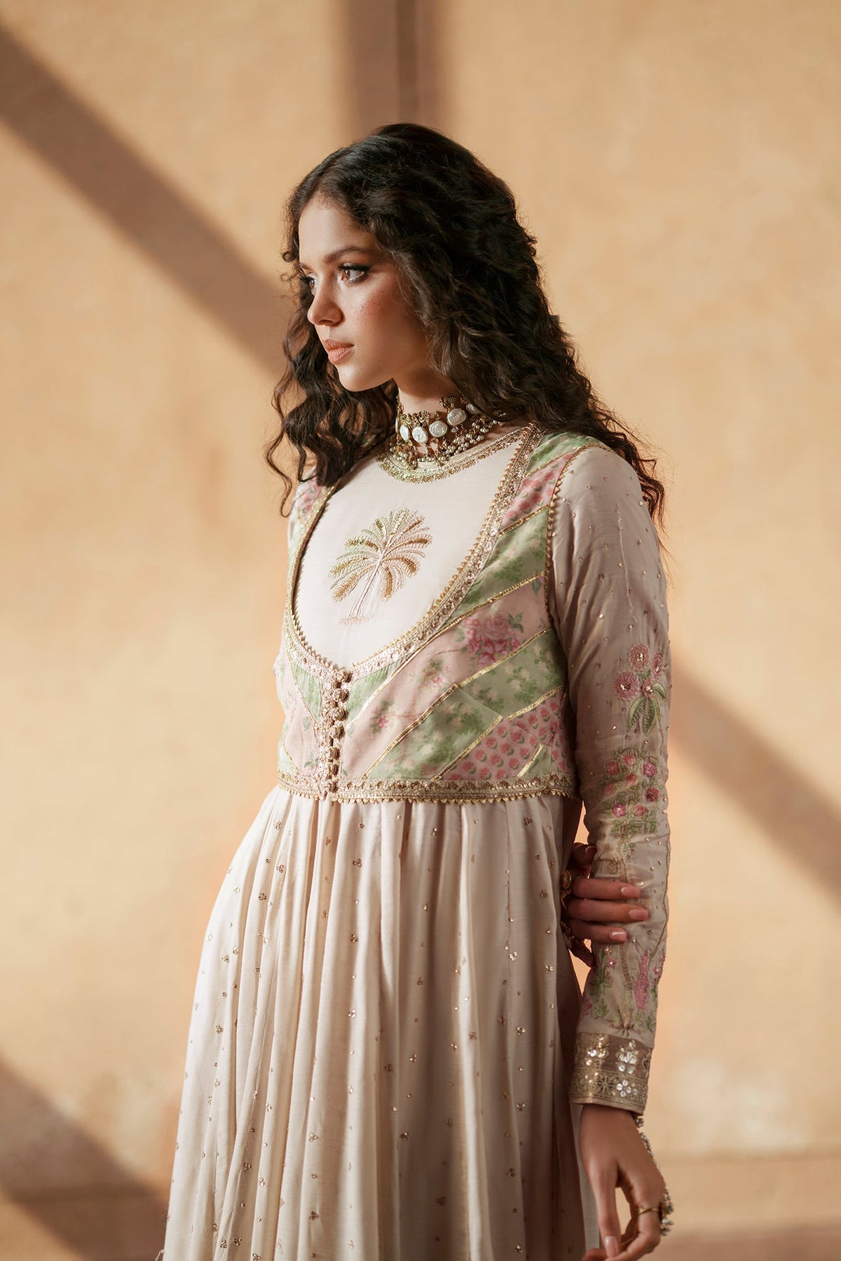 Ethnc | Luxe Boutique | Embroidered Dress (E1006/104/002)-Brand:Ethnc-Type:Boutique-Off White - House of Maryam- Buy in UK, USA