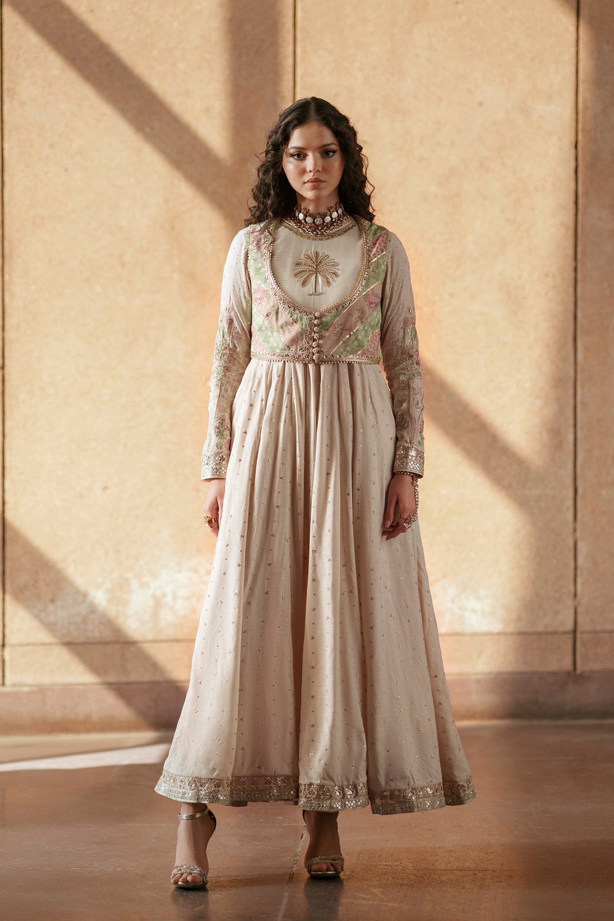 Ethnc | Luxe Boutique | Embroidered Dress (E1006/104/002)-Brand:Ethnc-Type:Boutique-Off White - House of Maryam- Buy in UK, USA