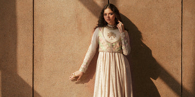 Ethnc | Luxe Boutique | Embroidered Dress (E1006/104/002)-Brand:Ethnc-Type:Boutique-Off White - House of Maryam- Buy in UK, USA