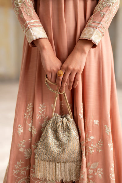 Ethnc | Luxe Boutique | Embroidered Dress (E1053/104/326)-Brand:Ethnc-Type:Boutique-Coral - House of Maryam- Buy in UK, USA