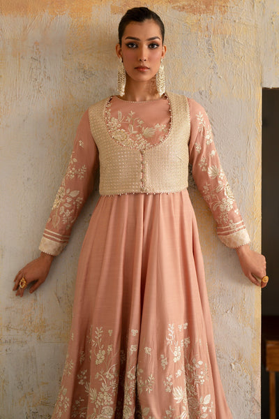 Ethnc | Luxe Boutique | Embroidered Dress (E1053/104/326)-Brand:Ethnc-Type:Boutique-Coral - House of Maryam- Buy in UK, USA