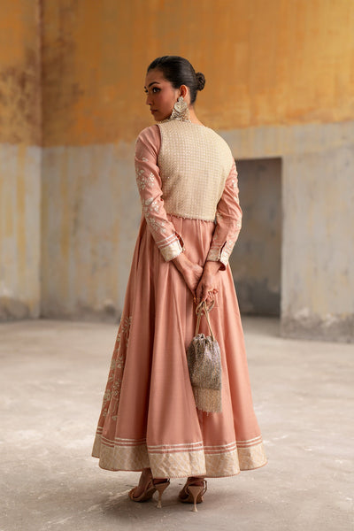 Ethnc | Luxe Boutique | Embroidered Dress (E1053/104/326)-Brand:Ethnc-Type:Boutique-Coral - House of Maryam- Buy in UK, USA