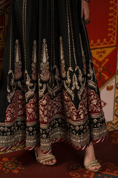 Ethnc | Luxe Boutique | Embroidered Dress (E1067/104/902)-Brand:Ethnc-Type:Boutique-Jet Black - House of Maryam- Buy in UK, USA
