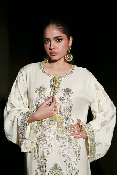 Ethnc | Luxe Boutique | Embroidered Kaftan (E1002/104/005)-Brand:Ethnc-Type:Boutique-Vanilla Ice - House of Maryam- Buy in UK, USA