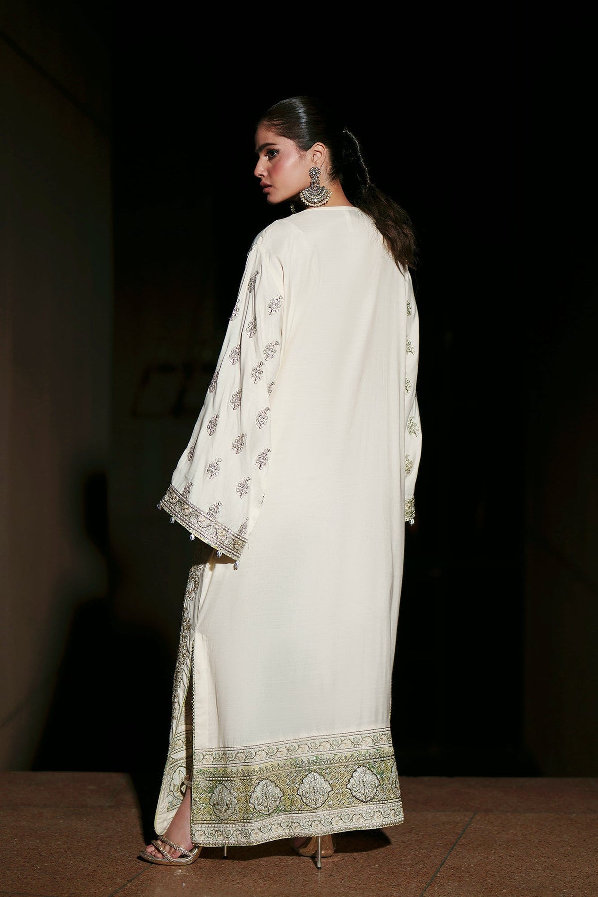 Ethnc | Luxe Boutique | Embroidered Kaftan (E1002/104/005)-Brand:Ethnc-Type:Boutique-Vanilla Ice - House of Maryam- Buy in UK, USA