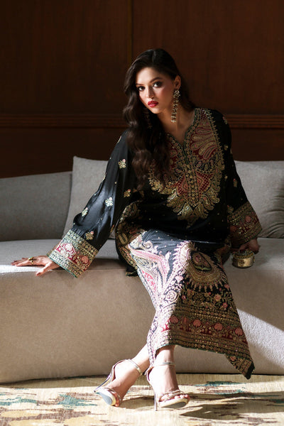 Ethnc | Luxe Boutique | Embroidered Kaftan (E1098/104/902)-Brand:Ethnc-Type:Boutique-Jet Black - House of Maryam- Buy in UK, USA