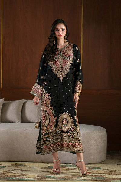 Ethnc | Luxe Boutique | Embroidered Kaftan (E1098/104/902)-Brand:Ethnc-Type:Boutique-Jet Black - House of Maryam- Buy in UK, USA