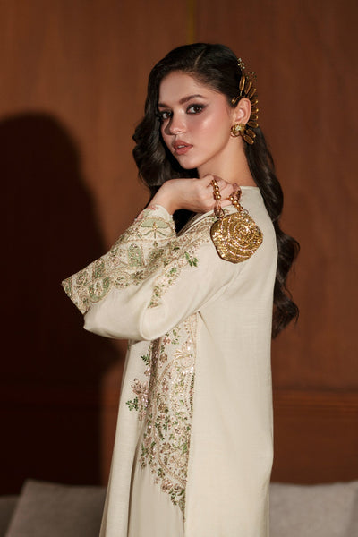 Ethnc | Luxe Boutique | Embroidered Kaftan (E1112/104/006)-Brand:Ethnc-Type:Boutique-Antique White - House of Maryam- Buy in UK, USA